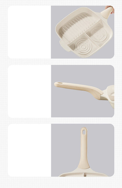 COOKER KinG Egg Frying Pan Three-in-one Non-stick Pancake Pans Breakfast Steak Flat-Bottomed Pan for Gas Stove Induction Cooker