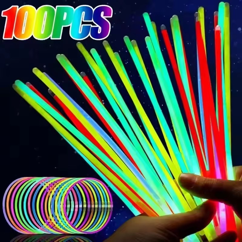 50/100Pcs Fluorescence Sticks Party Multicolor Glowing Stick Bright Colorful Light Bright Bendable Glow Bracelet Party Supplies