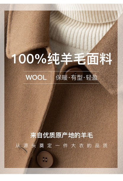 2025 Autumn Winter New Double-Sided Wool Coat Women Section Short Woolen Coats Single-breasted Black Khaki Cardigan Outerwear