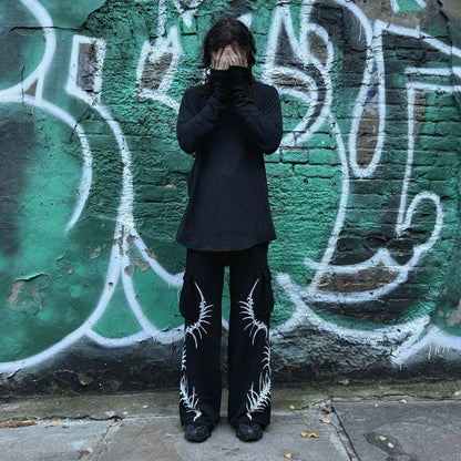 2025 Tendência Moda Rua Punk Hip-hop Calça Solta Masculina Retrô Harajuku Y2K Versátil Calça Casual Feminina Oversized