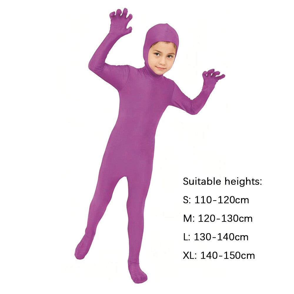 Kids Zentai Invisible Jumpsuit Cosplay Costume Bodysuits Halloween Carnival Skin Tight Suit Spandex Stretch Disappearing