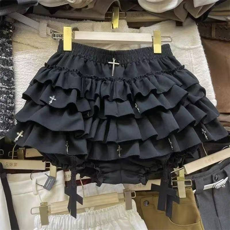 Japanese Y2k Cute Ruffled Plaid Skirt Punk Rock Subculture Cake Skirts Japanese Preppy Style Casual New 2025 Women Skirts