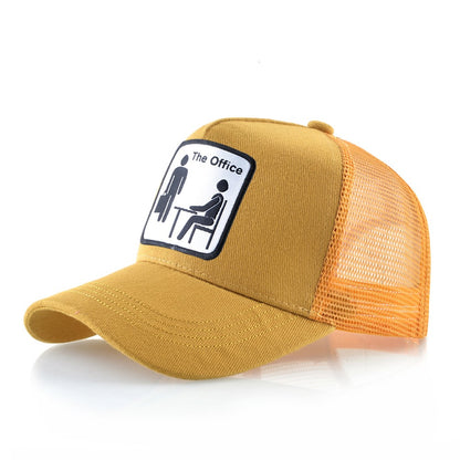 Trucker Caps Unisex Mesh Baseball Caps Men Women Outdoor Breathable Visor Hat Fashion Hip Hop Casquette The OFFICE Drake Bones