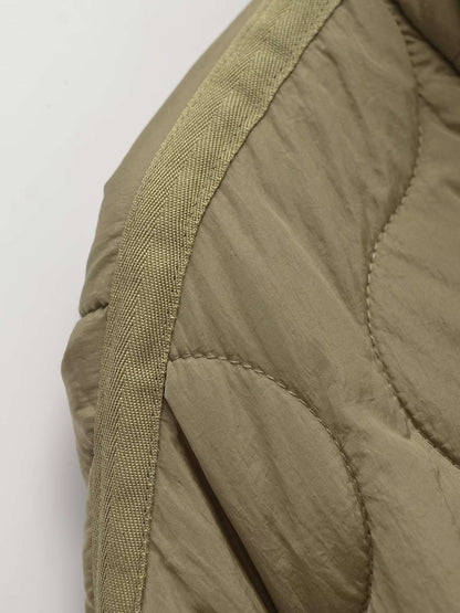 European and American style winter new style stand collar loose drawstring zipper cotton jacket for women