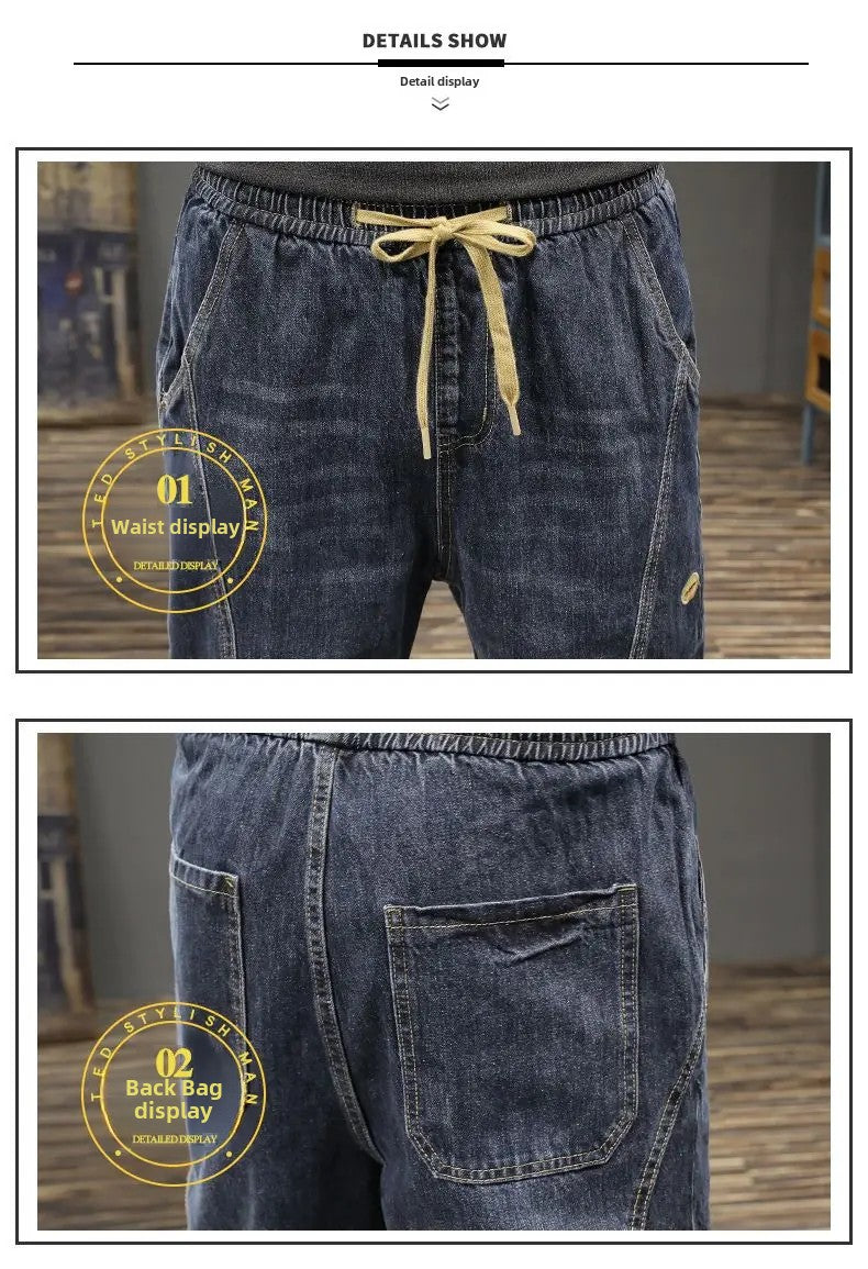 Calça Jeans Masculina Solta Moda Outono Inverno Calça Harem Casual Calça Comprida Roupa de Trabalho Confortável