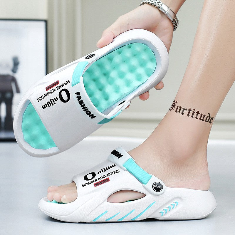 Comwarm New Men Massage Slippers Slides Indoor Outdoor Sandals Beach Casual Shoes Comfortable Sole Men's Slippers Big Size 38-47