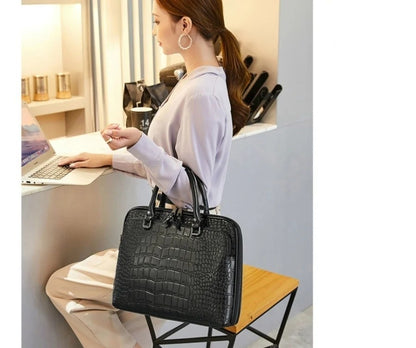 Motaora 2025 Women's Bag Leather Briefcase For 14-inch Laptops Women Professional Business Shoulder Bag Fashion Solid Handbags