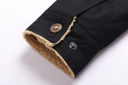 New Winter Men's Bomber Jacket High-quality Plush Thicken Wool Cargo Jackets Lapel Button-up Thick Warm Coat for Men Outwear 5XL