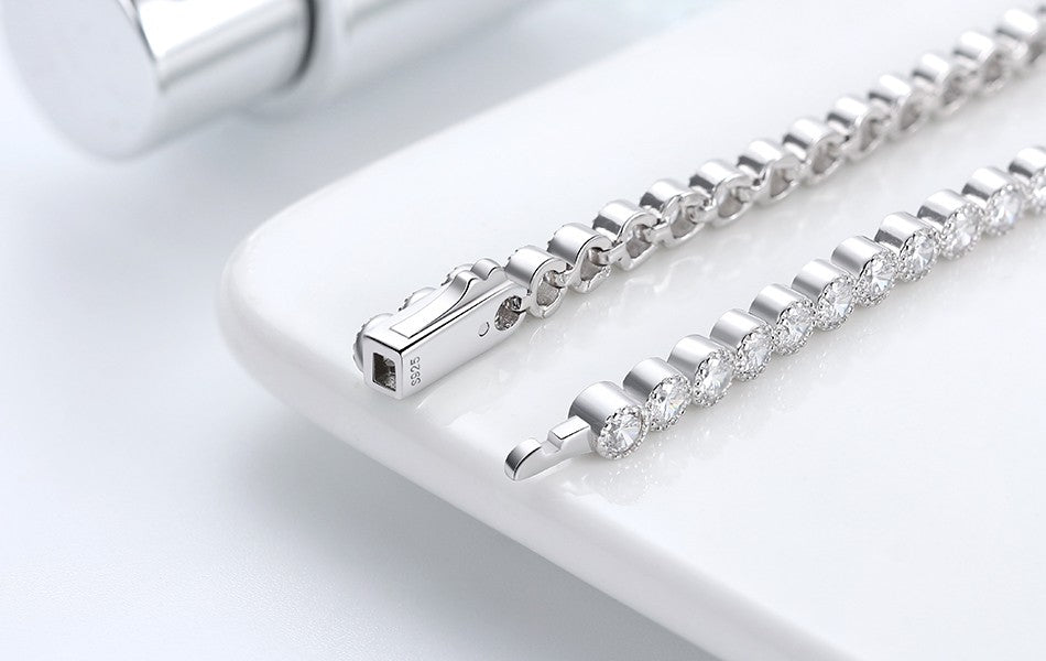 ORSA JEWELS Authentic 925 Sterling Silver Tennis Chain Bracelet Moulding Process Hanmade High-end Hand Chain for Man Woman SB128