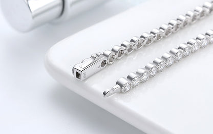 ORSA JEWELS Authentic 925 Sterling Silver Tennis Chain Bracelet Moulding Process Hanmade High-end Hand Chain for Man Woman SB128