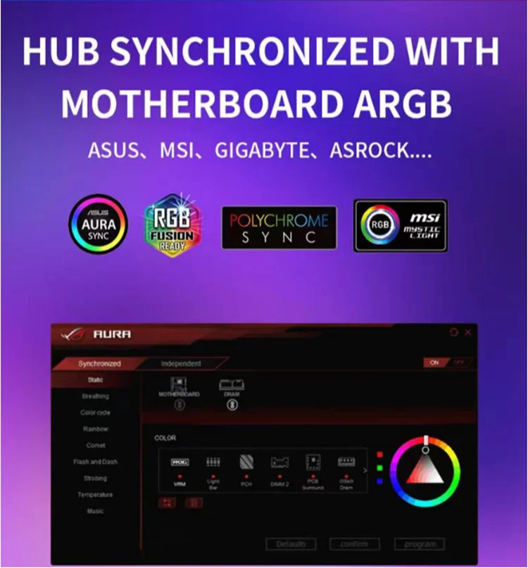 ICE Whale C10 1 to 10 PWM&ARGB Case Fan Hub Splitter 4Pin PWM 3Pin ARGB SATA Power Interface With Remote Control