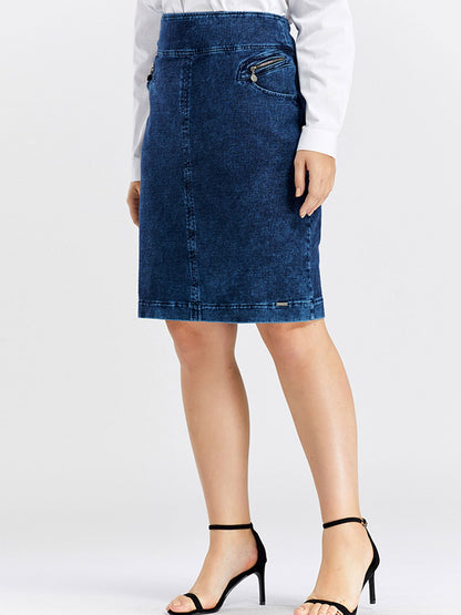 Women Plus Size Knitted Spring And Autumn Denim Fashion Skirt
