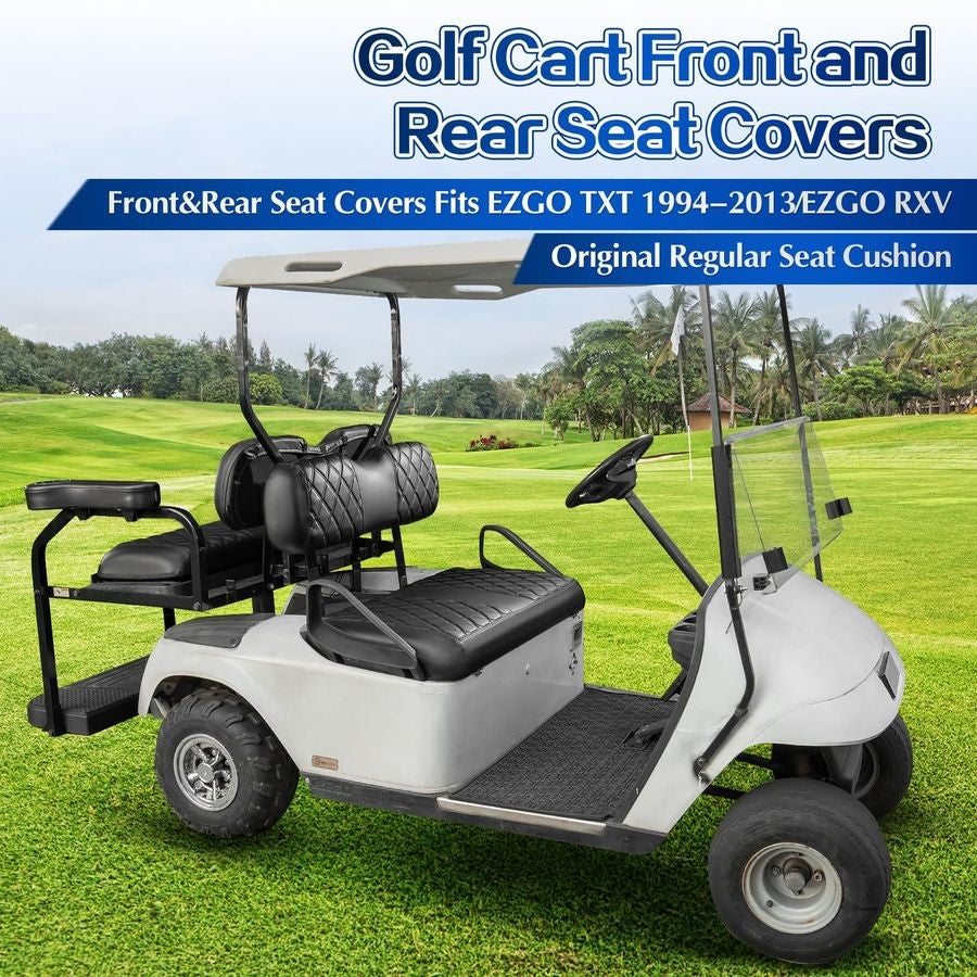 Kit de Capas de Banco de Diamante para Carrinho de Golfe com 4 Peças, Capas de Banco Dianteiras e Traseiras Compatíveis com EZGO Club Car Yamaha Almofada de Banco Regular Original, N