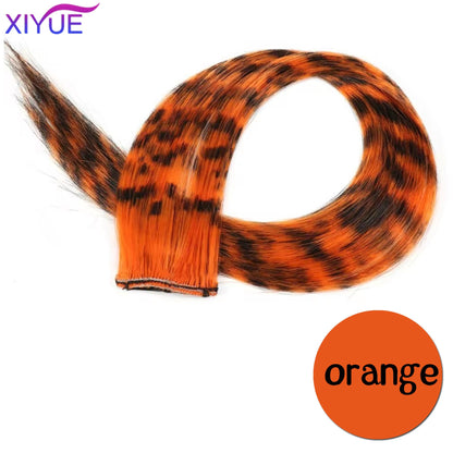 Synthetic One Card Hair Extension Wig Hair For Women Long Straight Clip-in Colored Zebra Line Feather Hair Extensions Fake Hair