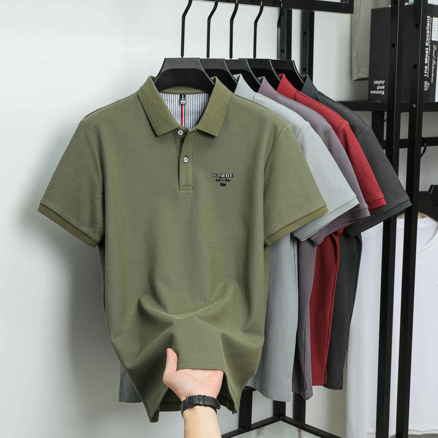100% pure cotton new high-end brand men's short sleeved polo shirt summer fashion boutique crown badge golf top casual T-shirt