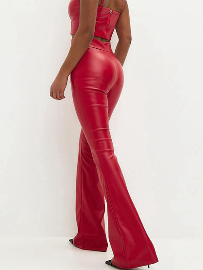 Sexy vintage black leather pants women new High Waist y2k Leather Club party streetwear pants fashion Slim harajuku PU trousers