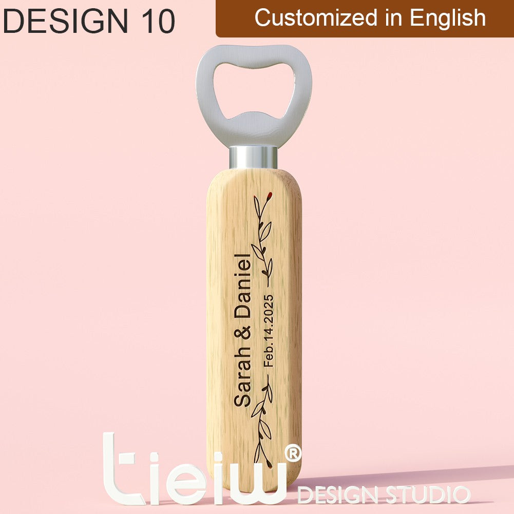 12PCS Custom Wedding Gift Bottle Opener Wedding Favors for Guests Personalized Wooden Opener as Gift for Wedding Decoration