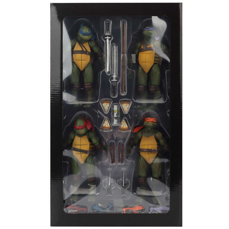 NECA 4 peças Boneco de Ação Tartarugas Ninja TMNT Edição Móvel Filmes Modelo Tartaruga Ninja Anime Infantil Para Presente de Boneca Brinquedo