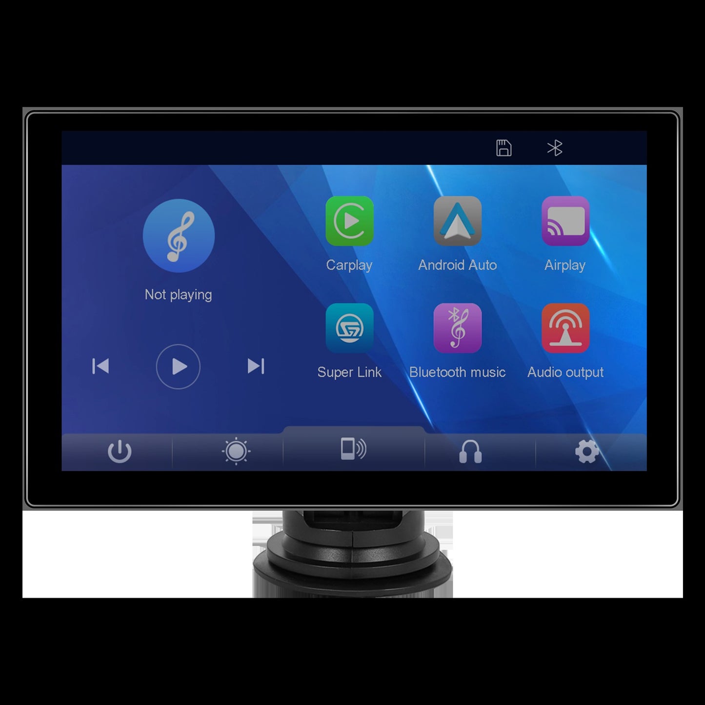 Player de Vídeo Multimídia de Rádio para Espelho de Carro Portátil de 9" Universal Sem Fio CarPlay Android Auto Tela Bluetooth AUX TF GPS DVR