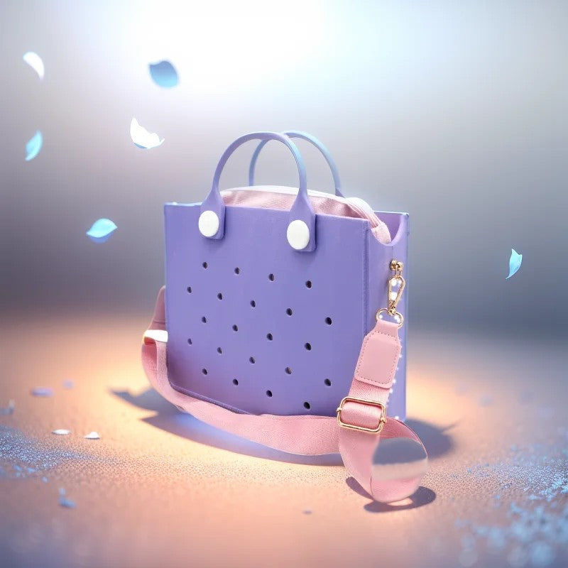 The orange guy Purple Women Fashion New EVA Punched Handbag Casual Waterproof Travel Tote Bag Fit Charms Outdoor Beach Bags