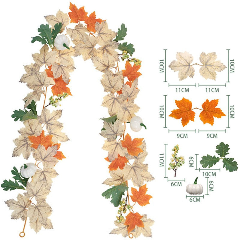 Halloween Artificial Vines Red Black Autumn Maple Leaves Fake Garland For Home Christmas Thanksgiving Party Fireplace Fall Decor