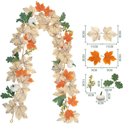 Halloween Artificial Vines Red Black Autumn Maple Leaves Fake Garland For Home Christmas Thanksgiving Party Fireplace Fall Decor