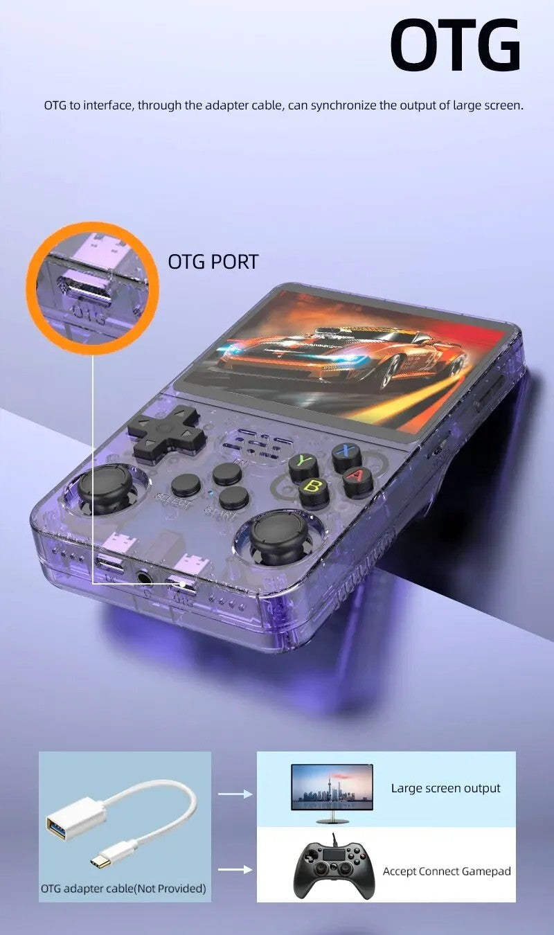 Genuine R36S Retro Handheld Game Player Open Source ARKOS System 3.5" IPS Screen 64/128GB Emulator Hall Effect Wireless Gamepad