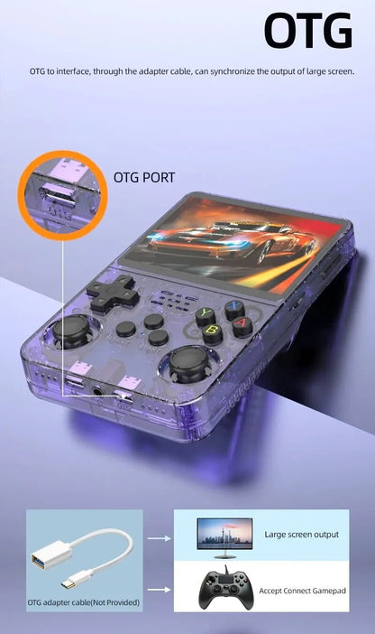Genuine R36S Retro Handheld Game Player Open Source ARKOS System 3.5" IPS Screen 64/128GB Emulator Hall Effect Wireless Gamepad