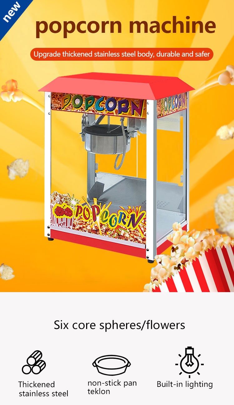Máquina de Pipoca Comercial Máquina de Venda Automática de Pipoca Elétrica Máquina de Fazer Pipoca Estilo Cinema Automática