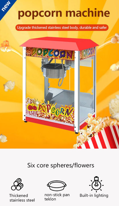 Máquina de Pipoca Comercial Máquina de Venda Automática de Pipoca Elétrica Máquina de Fazer Pipoca Estilo Cinema Automática