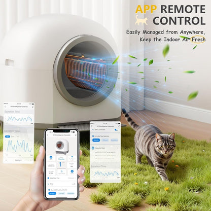 Caixa Sanitária de Limpeza Automática, Caixa Sanitária Automática de 90 L para Vários Gatos Controlada por Aplicativo com Sensores Inteligentes