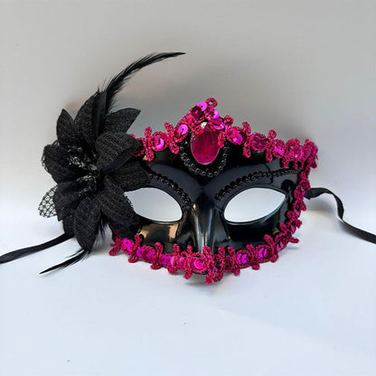 Halloween Mask Masquerade Princess Half Face Lace Plus Flower Children Adult Eye Mask Female Party Performance Props