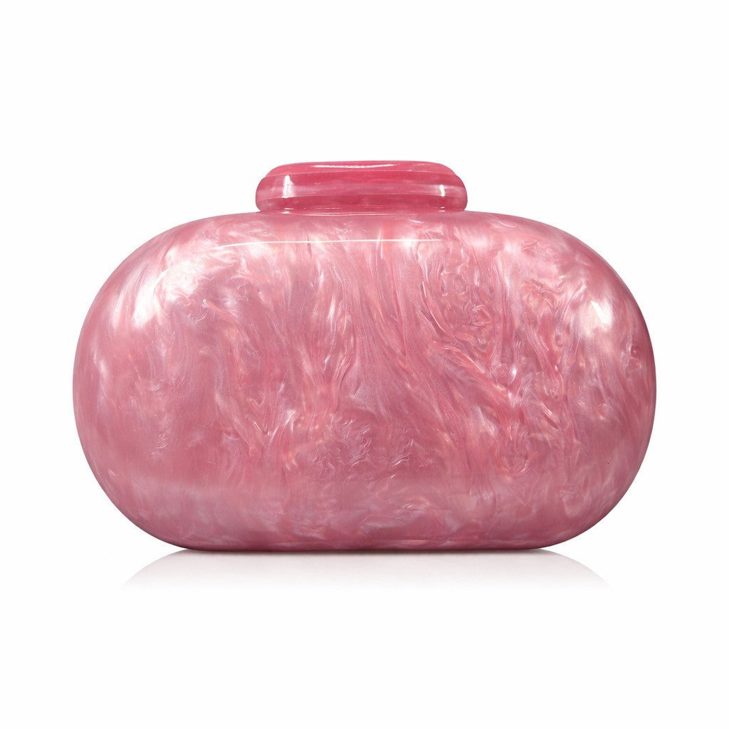 Women's Oval Shell Goose Egg Acrylic Clutch Bag Ladies Shoulder Crossbody Handbag with Chain Magnetic Buckle Closure Mini Purses