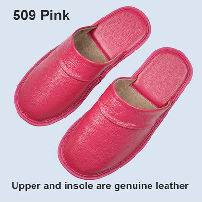 Genuine Cow Leather Slippers Homes in indoor slipper Spring Autumn summer men women elderly non-slip casual single Slides shoes