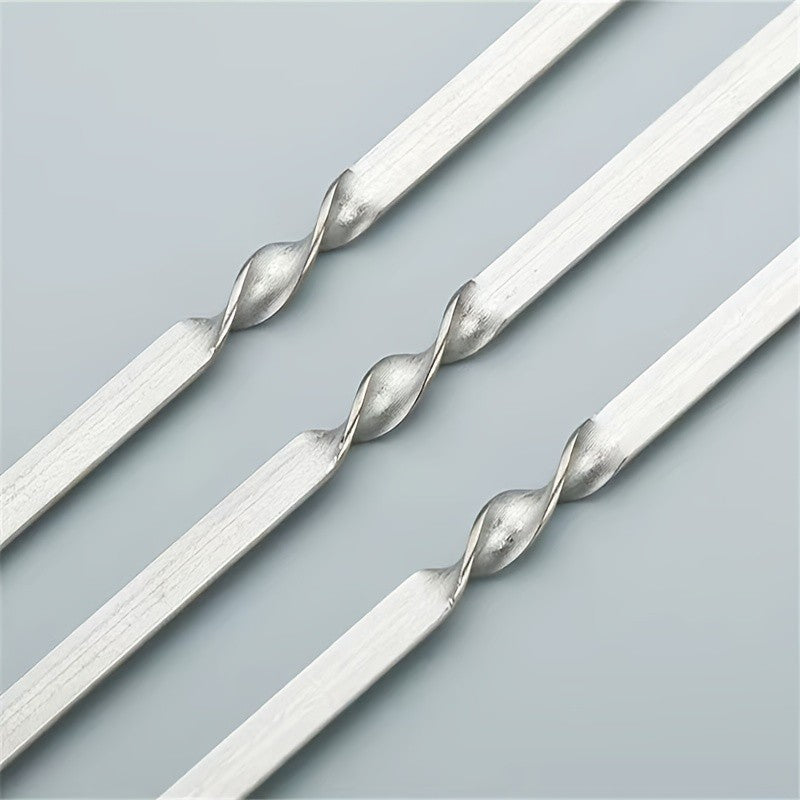 10Pcs Stainless Steel Barbecue Skewer Reusable BBQ Skewers Kebab Iron Stick For Outdoor Camping Picnic Tools Cooking Tools