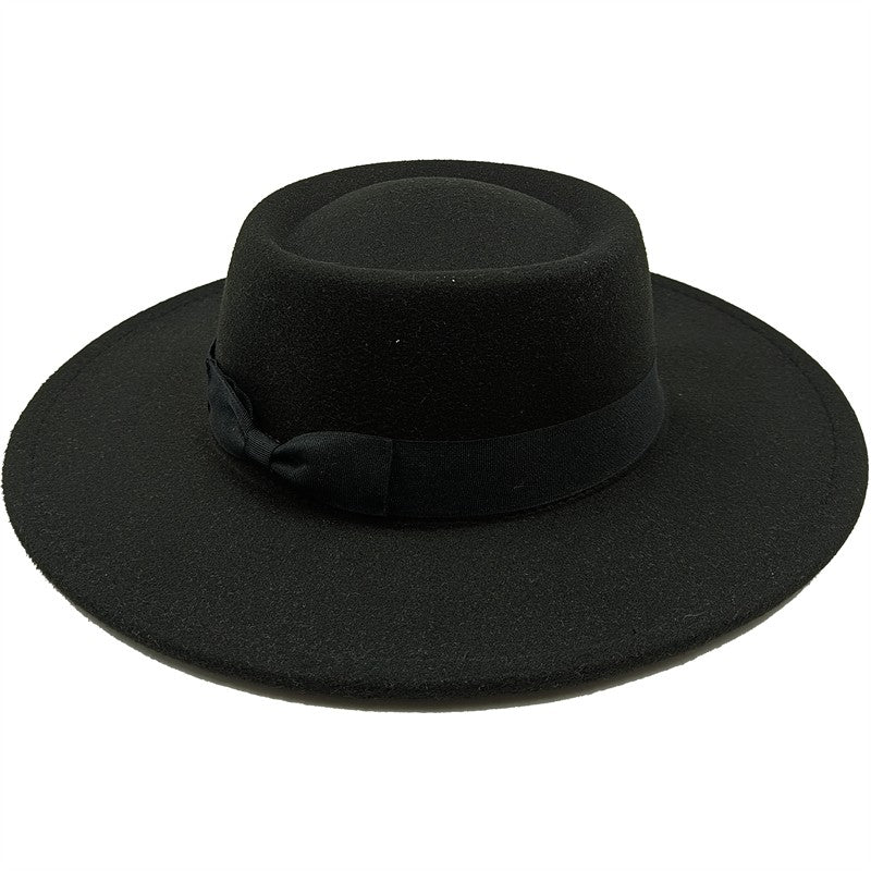 Chapéu Fedora unissex de inverno, superfície circular côncava e convexa, chapéu de jazz de feltro liso, elegante para homens e mulheres.