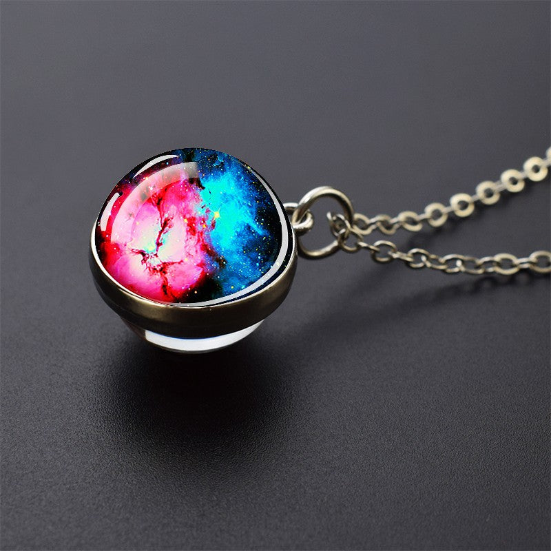 Colares Aurora Yin Yang Fênix de Gelo e Fogo Pingente de Bola de Vidro Dupla Face Colar de Correntes da Moda Joias Legais Feminino Masculino