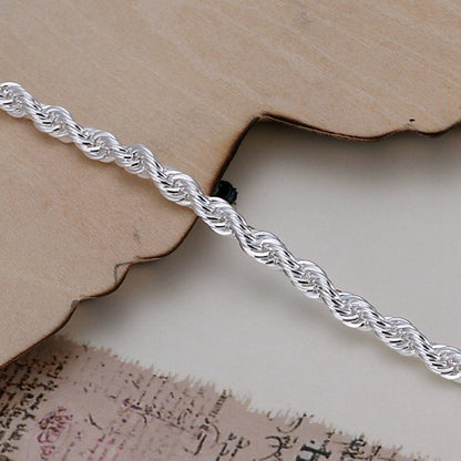 Pulseira Requintada em Prata Esterlina 925 com Corrente Sólida, Amuleto da Moda, Feminino e Masculino, Joias para Casamento, Modelos Lindos e Simples