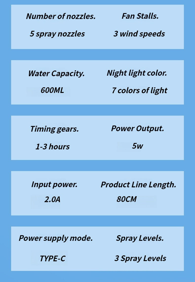 Multi-Function Mist Fan with Oscillating Air Conditioner, Aromatherapy, Colorful Lights & Timer for Home Office Use