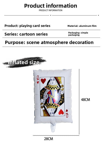 10Pcs Poker Cards Casino Balloon Aluminum Foil Balloons Wedding Christmas Party Shower Birthday Decoration Heart Club