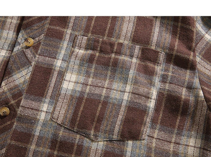 2025 Mens Cotton Plaid Style Cargo Shirts Casual Dress Short Sleeve Work Streetwear Blouses M-5XL