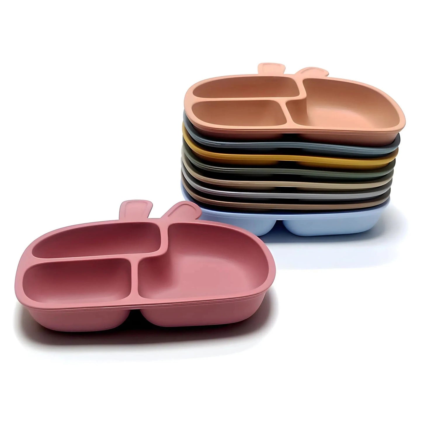 Silicone Baby Dinner Plate Food Grade Baby Supplement Bowl Set Children's Divided Dinner Plate Suction Cup One Piece