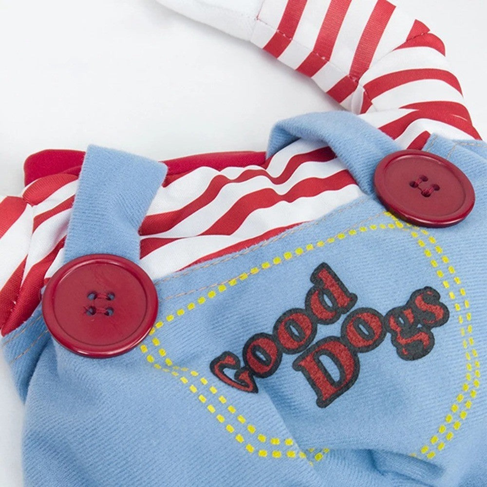 Roupa para cão de estimação engraçada de Chucky, Fantasia de Halloween para animais de estimação, Adereços assustadores, Fantasias para gatos