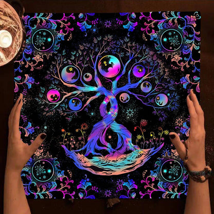 Colorful Life Tree Tarot Tablecloth Altar Cloth Sun And Moon Tarot Cards Table Cloth For Witchcraft Astrology Oracle Card Mat