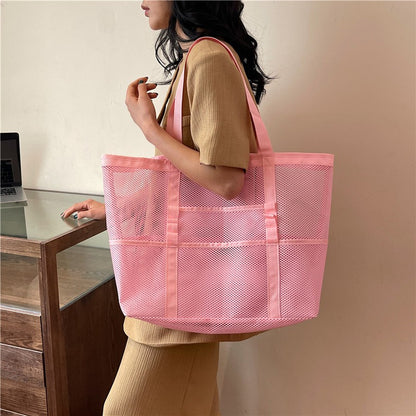 Multipocket Summer Large Beach Bag For Towels Mesh Durable Beach Bag For Toys Waterproof Underwear Pocket Beach Tote Bag