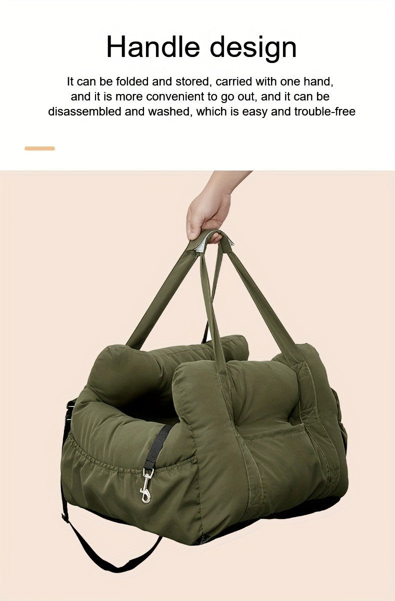 Cadeira de Carro para Cães com Cinto de Segurança - Cama para Pets Antiderrapante para Cães Pequenos, Transportador de Viagem Lavável com Cintas de Segurança para Carro