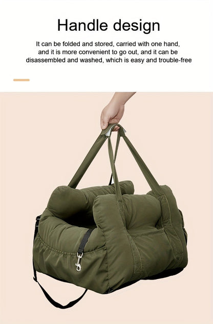Cadeira de Carro para Cães com Cinto de Segurança - Cama para Pets Antiderrapante para Cães Pequenos, Transportador de Viagem Lavável com Cintas de Segurança para Carro