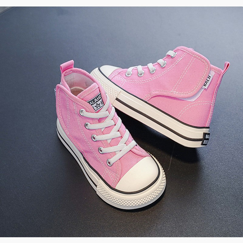 Spring and Autumn New Children's Canvas Shoes Boys High-Top White Shoes Girls Casual Shoes Parent-Child Shoes Board Shoes