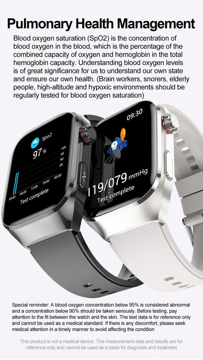 Smartwatch 2025 Novo ECG Chamada BT Feminino Frequência Cardíaca Lipídios Sanguíneos Ácido Úrico Saúde Monitores AI Voz 650mAh Esportivo