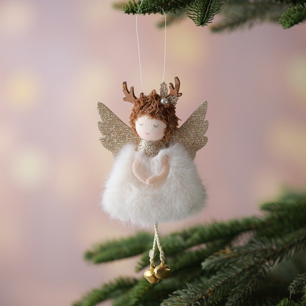 2Pcs New Christmas Cute Plush Angel Doll Pendant Lovely Boys Girls Xmas Tree Hanging Decoration Merry Christmas Party Ornaments